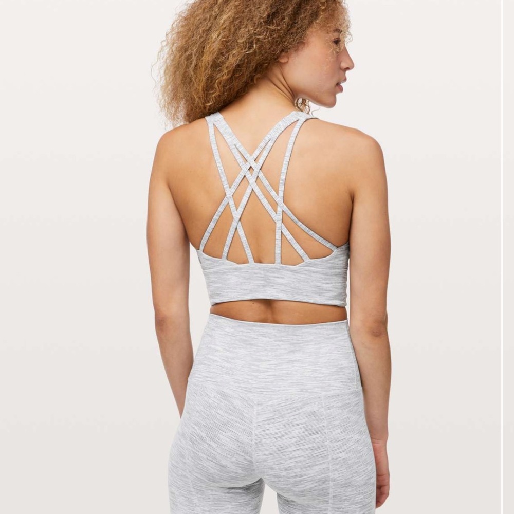 Lululemon Free To Be Serene Long Line Bra Strappy Wee Are Space Nimbu Battleship